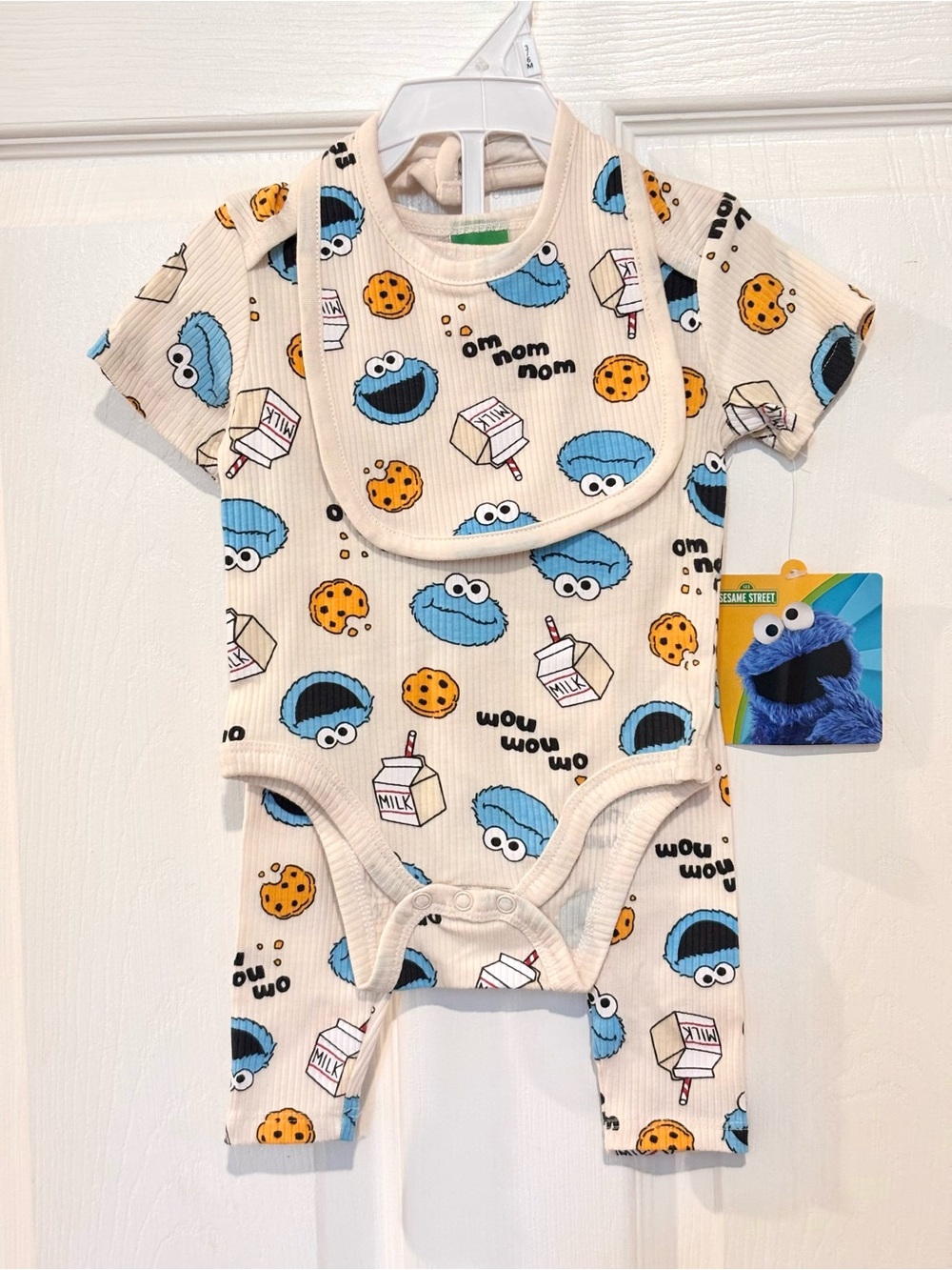 Sesame Street Cookie Monster Unisex 3-Piece Matching Set SIZE 3/6 Months NEW